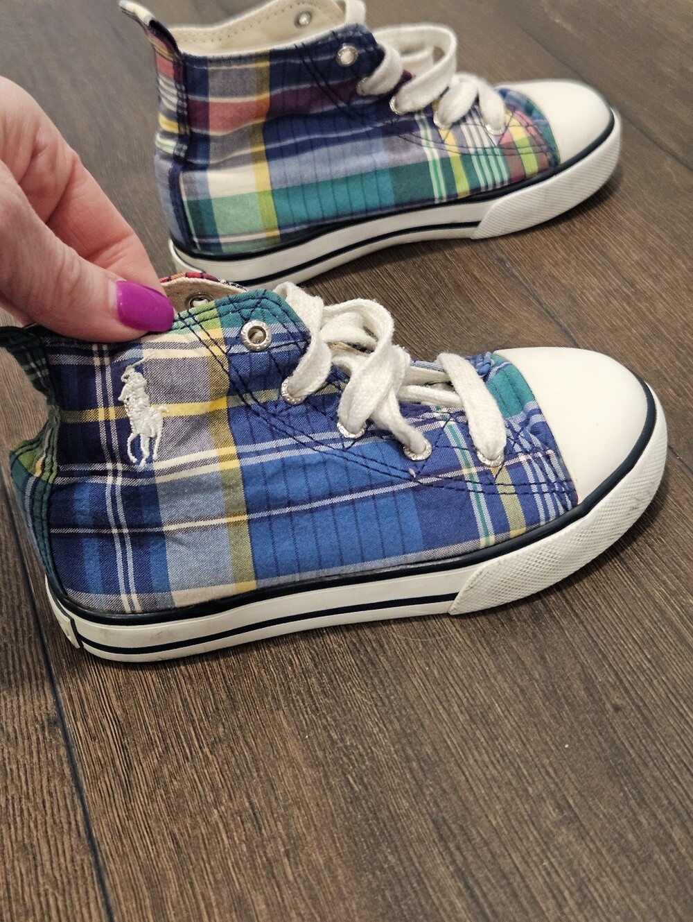 Polo Ralph Lauren Kids Plaid High Top Sneakers Size 9 Toddler